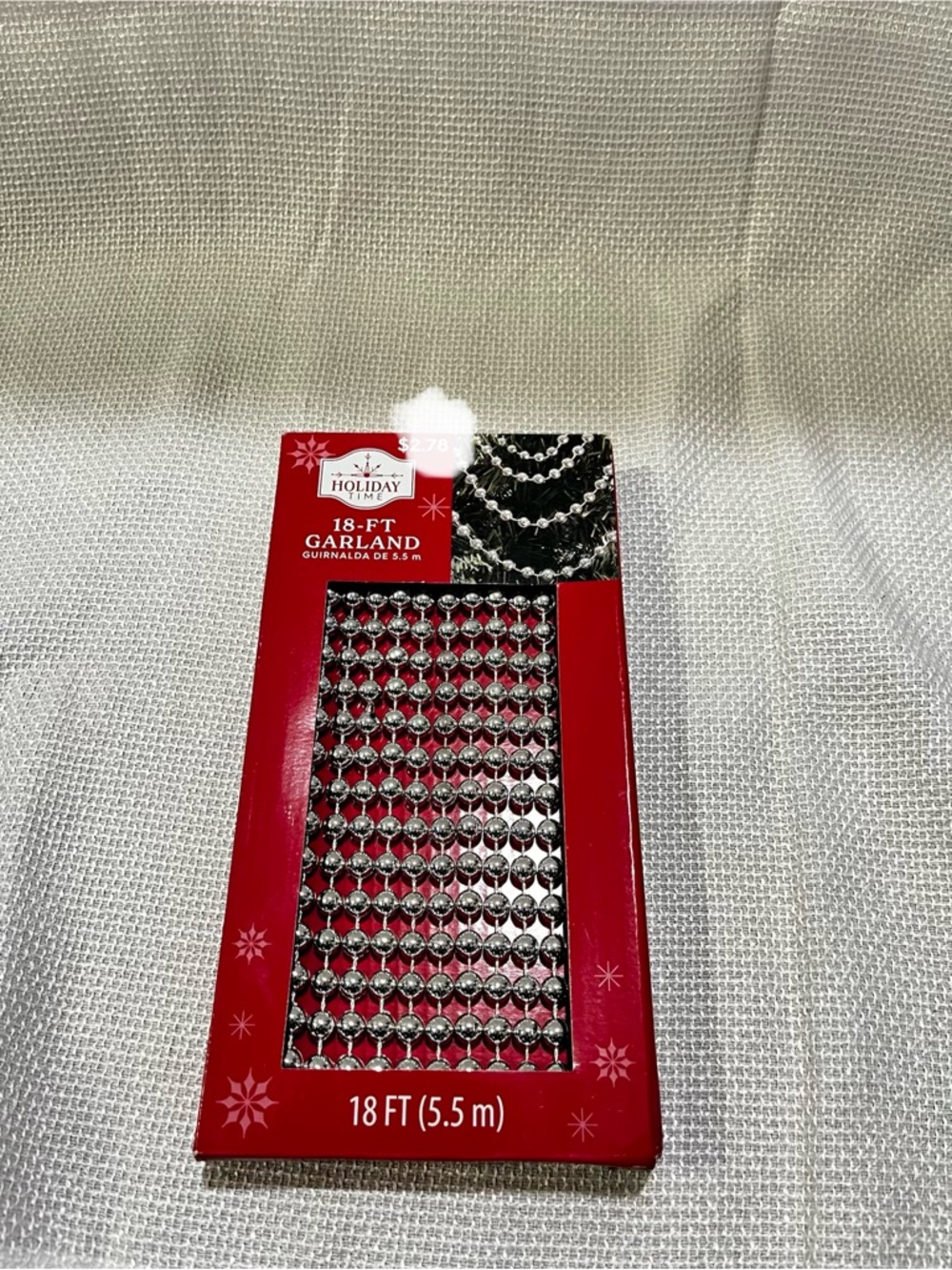 Holiday Time Silver Beaded Garland Strand